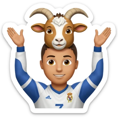 I want Ronaldo in Madrid and something over his head saying GOAT sticker