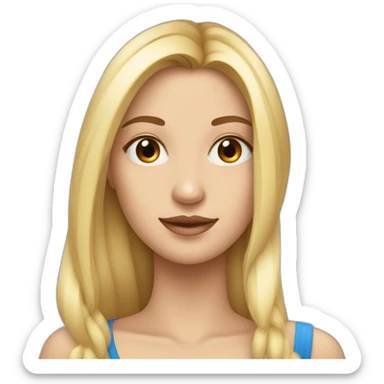 una chica rubia, pelo largo y liso, con ojos azules y piel blanca sticker
