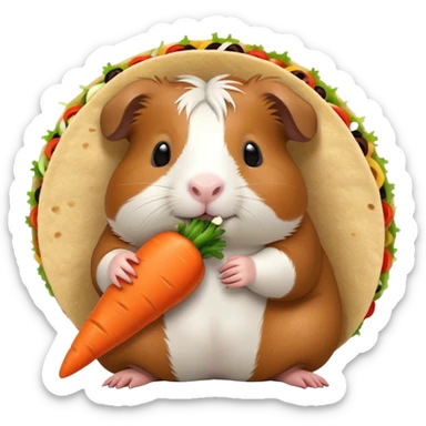 Guinea pig eating a carrot while making tacos sticker