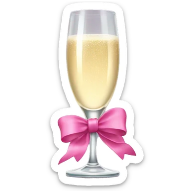 Champagne glass with pink bow sticker