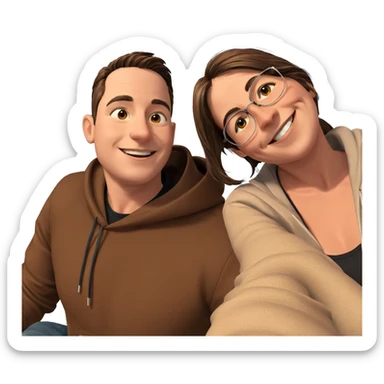 smiling couple under blue sky sticker