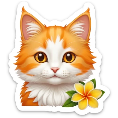 A cute  little cat and frangipani sticker