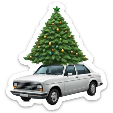 Christmas tree standing on a car sticker