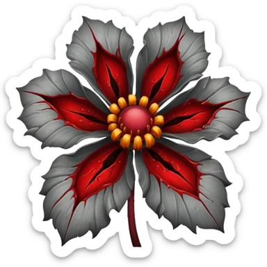 Grey creepy flower with red and blood on inside sticker