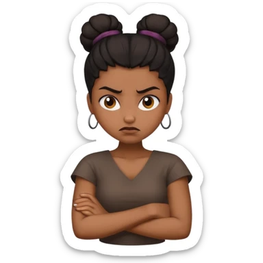 mad brown girl black bun arms crossed sticker
