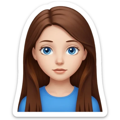 A girl with blue eyes and long brown hair sticker