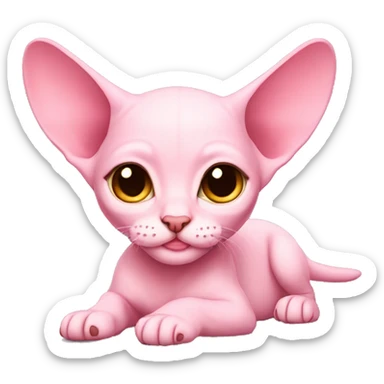 Pink sphinx kitten laying sticker