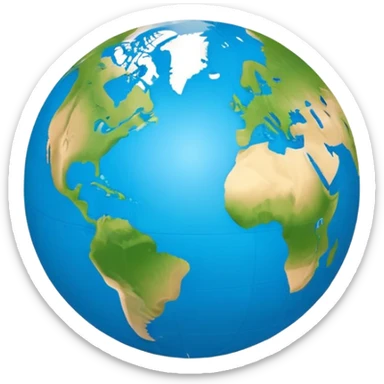 Minimalist Earth globe with landmasses shaped like 812 and also with large, bold "812" text prominently displayed across the globe, iOS emoji style sticker