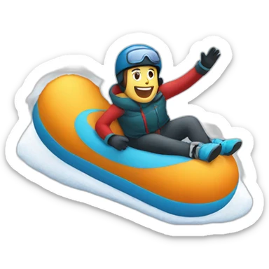 snow tubing round sticker