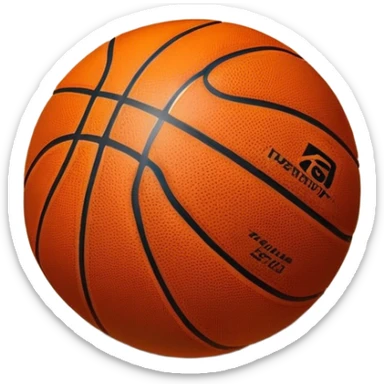 Cinematic Realistic image of a basketball resting on a polished court surface, with finely detailed textures and subtle reflective highlights, evoking a sense of calm before the game’s intensity sticker