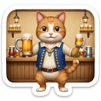 Eine tanzende ein video mit einer dKatze mit einem vollem Bierkrug im wirtshaus. Mit musik sticker