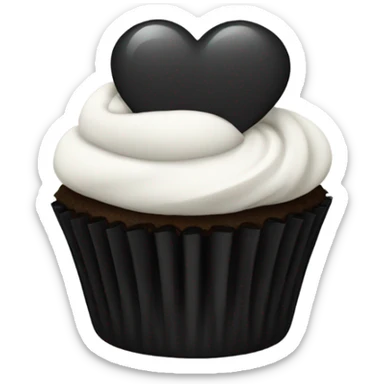 Black cupcake with white heart on top sticker