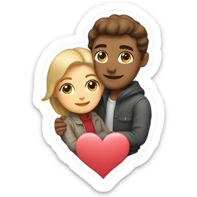 small sticker of a couple in love with a heart sticker