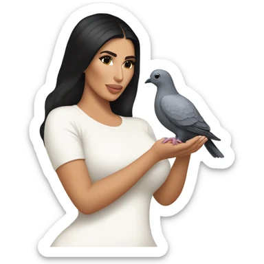 Kim Kardashian holding a pigeon  sticker