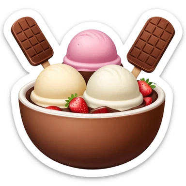 Neapolitan ice cream scoops in a bowl sticker