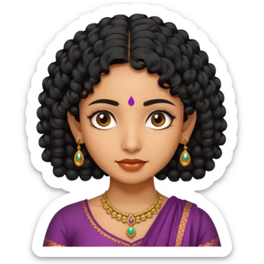 Indian fat girl south Indian curly short black hair tan skin sticker