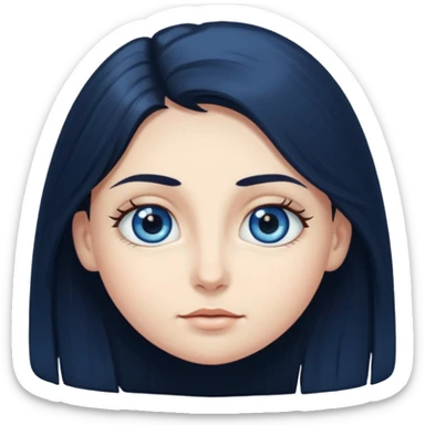 long dark hair with big blue eyes and long dark eyelashes round face sticker