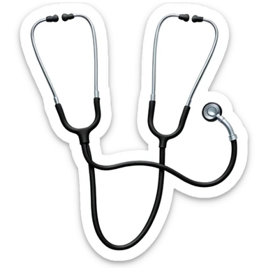 A classic stethoscope with rubber tubing and chrome chestpiece sticker