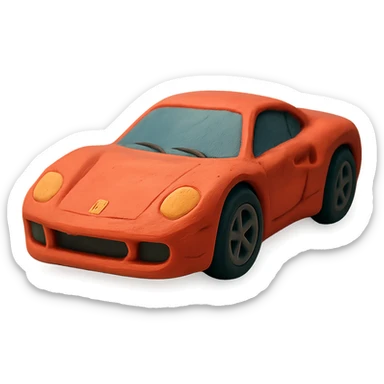 red Ferrari sports car, claymation style sticker