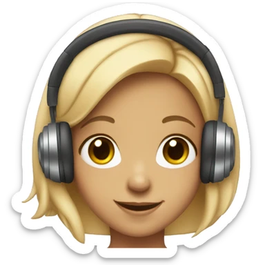 smiling girl with headphones add full lips sticker