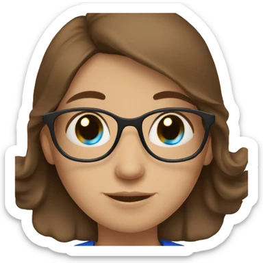 Brown hair girl with blue eyes reading a book sticker