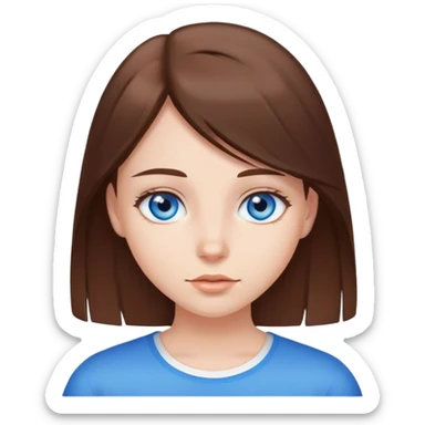 a girl with straight brown hair and blue eyes sticker