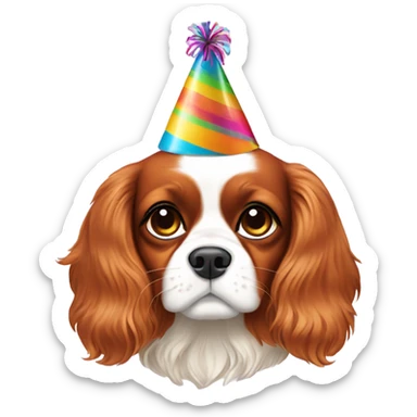Cavalier with birthday hat  sticker
