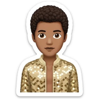 Bobby Farrell from Boney M with dark brown hair, cream sequin outfit sticker