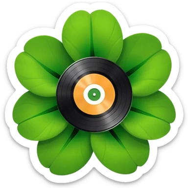 Vinyl record with a flower green point inside sticker