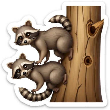 Raccoons going up a tree sticker