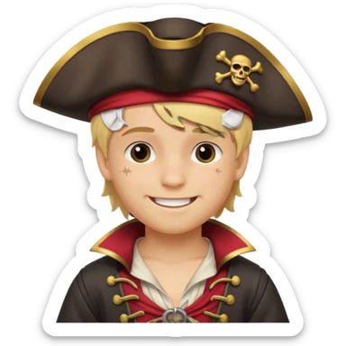 boy with blond hair that is dressed as a pirate sticker