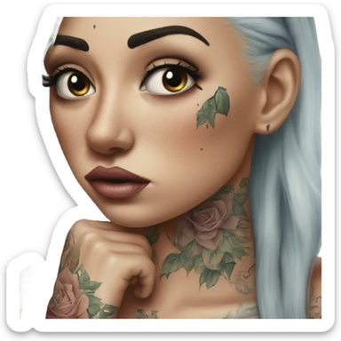Hyper Realistic Beautiful tattooed woman crying don't go sticker