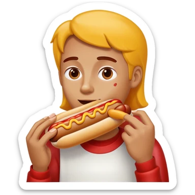 person eating a hotdog sticker