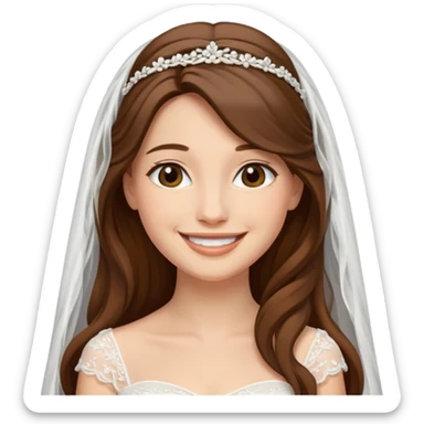 Blonde skin bride with a long veil with brown hair with a chin on her face sticker