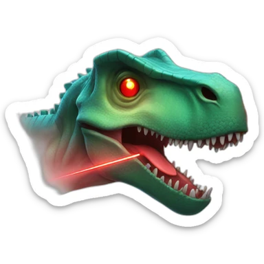 Dinosaur with red lasers coming out of the eyes sticker