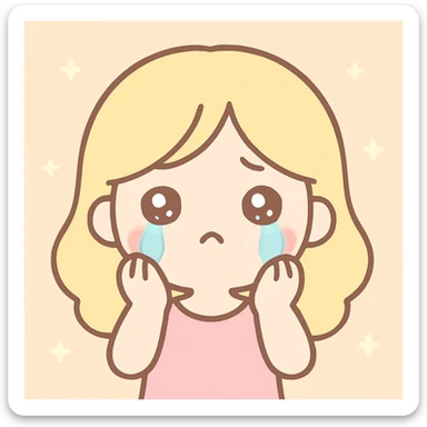 blonde woman crying, anime kawaii style sticker