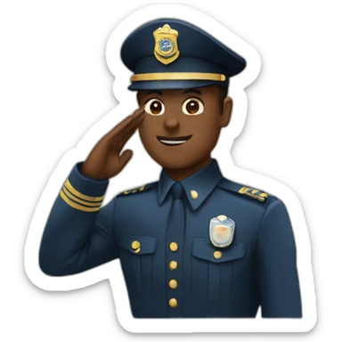 Officer salutating sticker