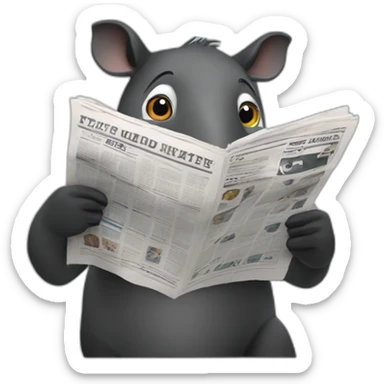 malayan tapir reading newspaper sticker