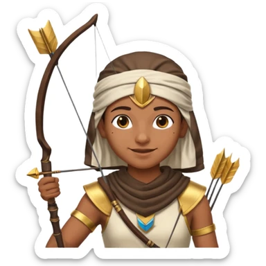 Emoji portrait of an Egyptian archer. Headcloth and arrow, focused expression. sticker