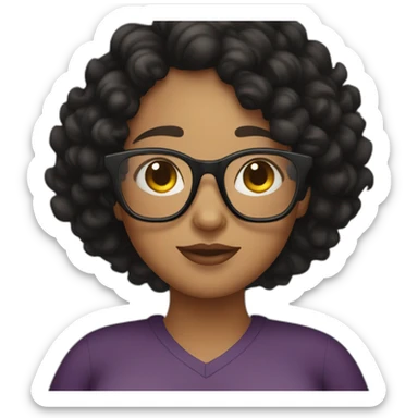 black curly haired pregnant lady with glasses sticker