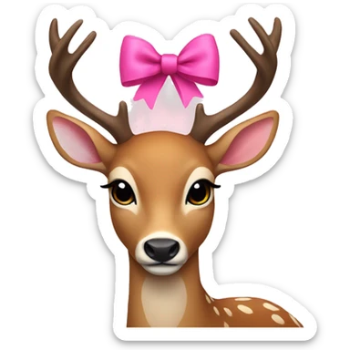 Deer with a pink bow sticker