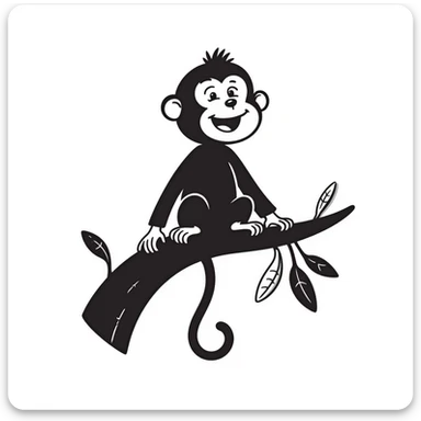 hand-drawn doodle of a laughing monkey sticker