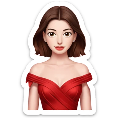Anne Hathaway in red dress, red carpet sticker