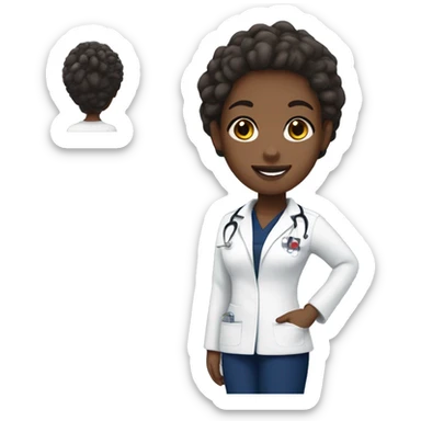 African American Nurse with natural looking hair, brown eyes, navy scrubs sticker