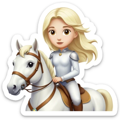 Blond girl riding a white horse sticker