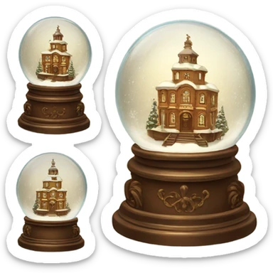 vintage brown rococo snow globe sticker