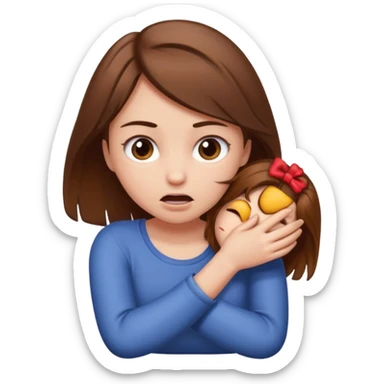 brown haired girl strangling herself sticker