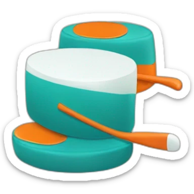 Orange teal hockey puck sticker