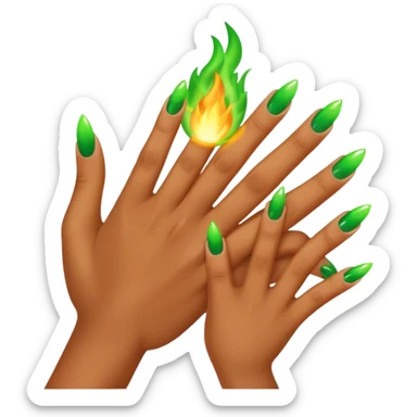 world of warcraft warlock hand with green fire checking nails like a pedicure was just done. just the hand sticker