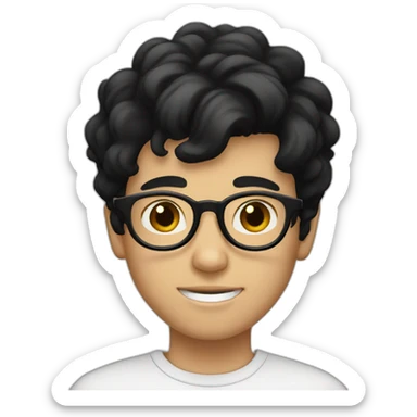 a white boy with round glasses and black hair sticker